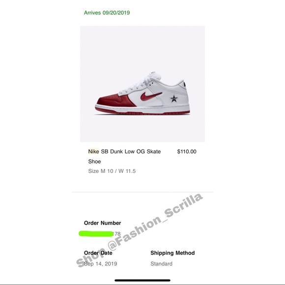 SUPREME x NIKE SB Dunk Low (Red/white) - Picture 4 of 9